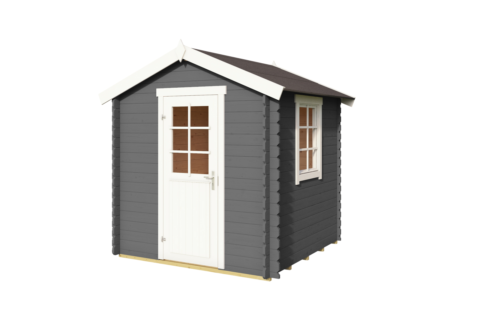 Gartenhaus WELS 1 - carbongrau - Fichte massiv - 200x200 cm