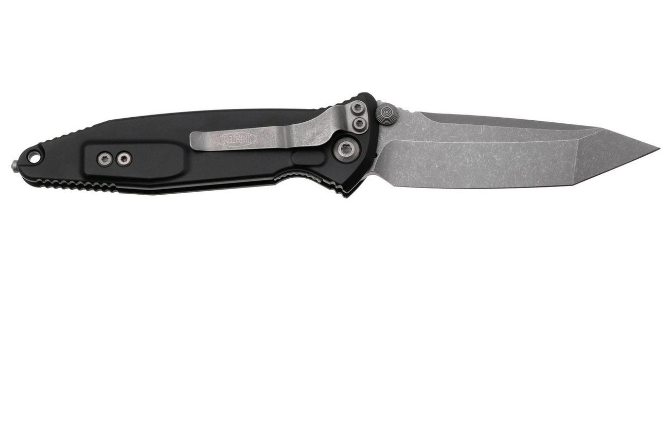 Microtech Socom Elite 161-10AP, Apocalyptic Stonewashed M390 Tanto, Black Aluminum zakmes