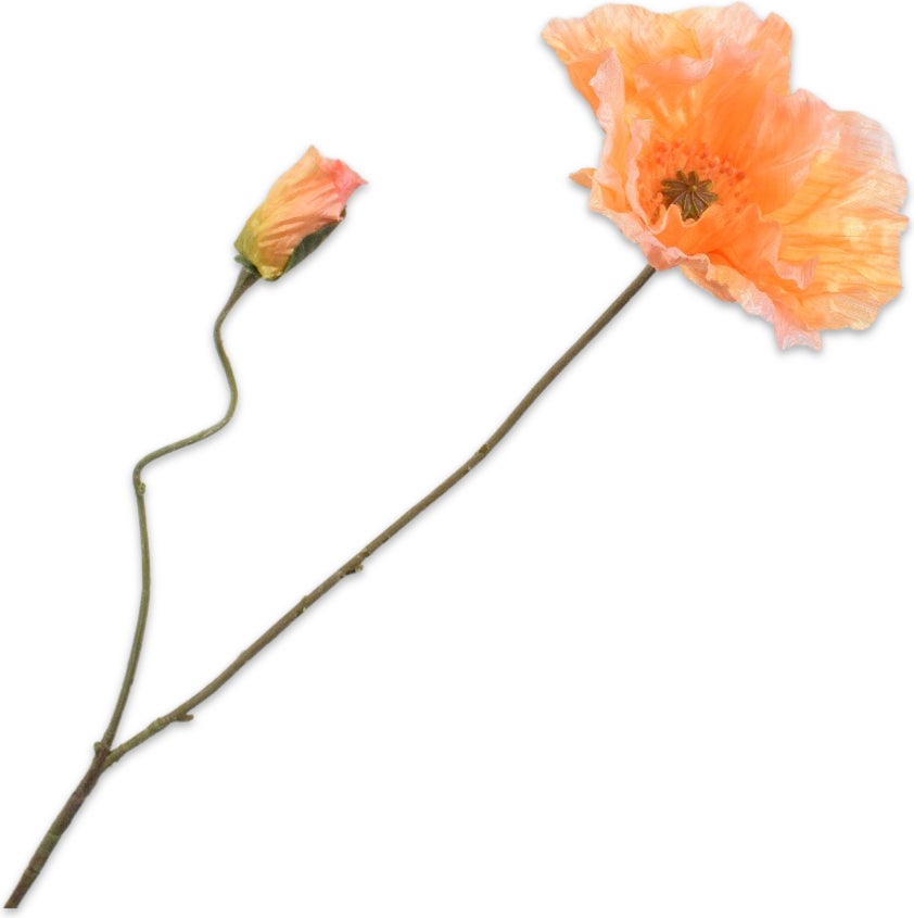 Silk-Ka kunstbloem Klaproos licht oranje 75 cm
