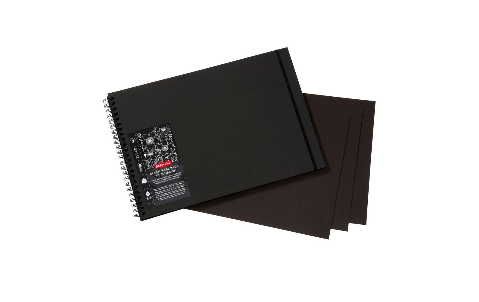 Skizzenbuch mit schwarzen Seiten, A3, Querformat, 40 BlattSkizzenbuch mit schwarzen Seiten, A3 Querformat, Sketch-Buch zum Zeichnen & Schreiben, 40 Blatt, Säurefreies Papier, Spiralgebunden, Professionelle Qualität, 2300381