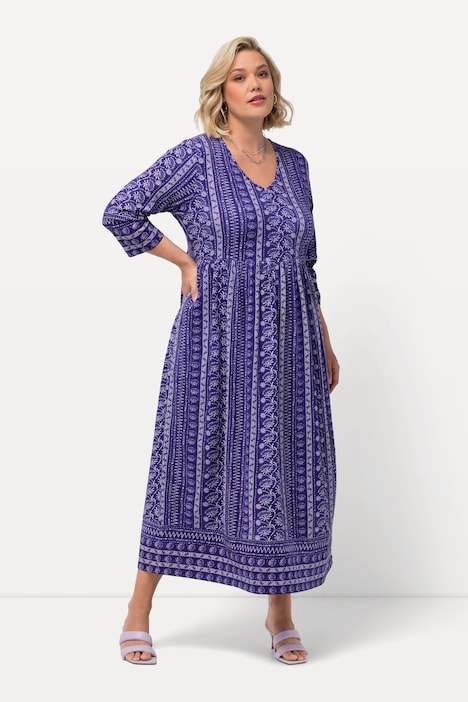 Jerseykleid, A-Linie, V-Ausschnitt, 3/4-Arm, Taschen