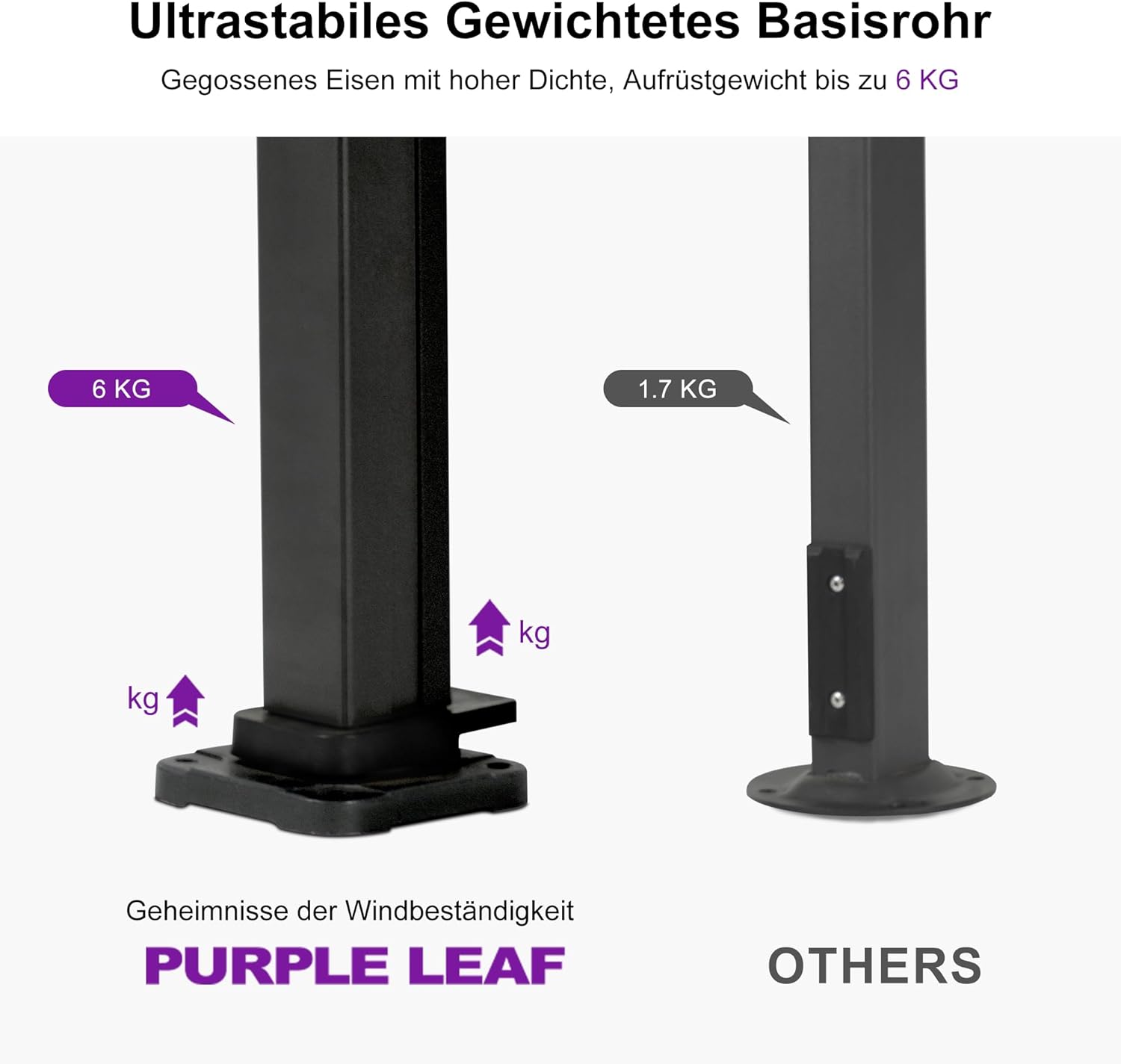 PURPLE LEAF Sonnenschirm 270 x 365 cm mit Kurbel Ampelschirm Groß Drehbar 360°Rotation, Gartenschirm Gestell Aluminium, Marktschirm XXL Sonnenschutz UV50+, Grau