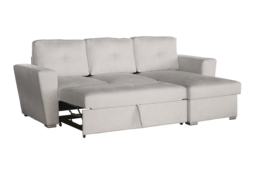 Schlafecksofa APARTMENT 245cm beige Strukturstoff inkl. Stauraum beidseitig aufbaubar