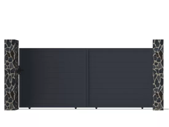 Portail électrique coulissant aluminium plein L374 x H165 cm anthracite - NAZARIO