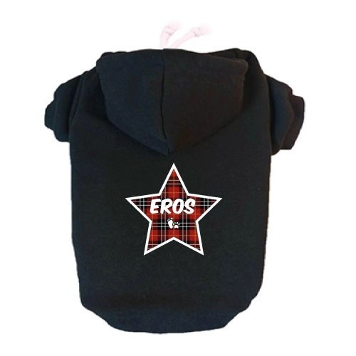 Moletom xadrez vermelho com estrelas para cães, preto