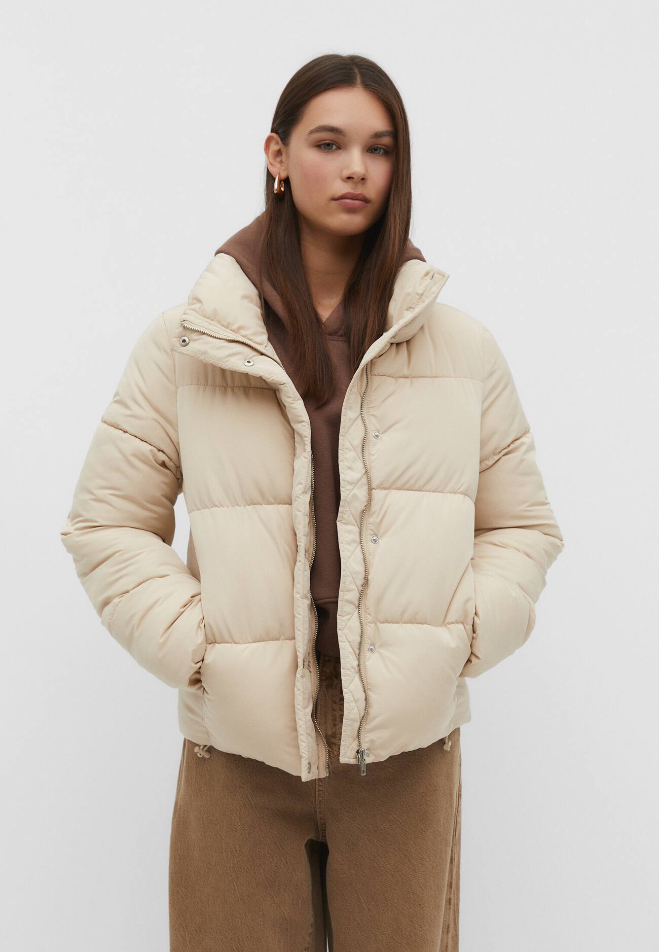 Jaqueta puffer de gola alta