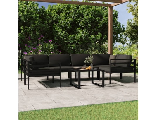 VIDAXL - Salon extérieur Salon de jardin 7 pcs avec coussins aluminium anthracite