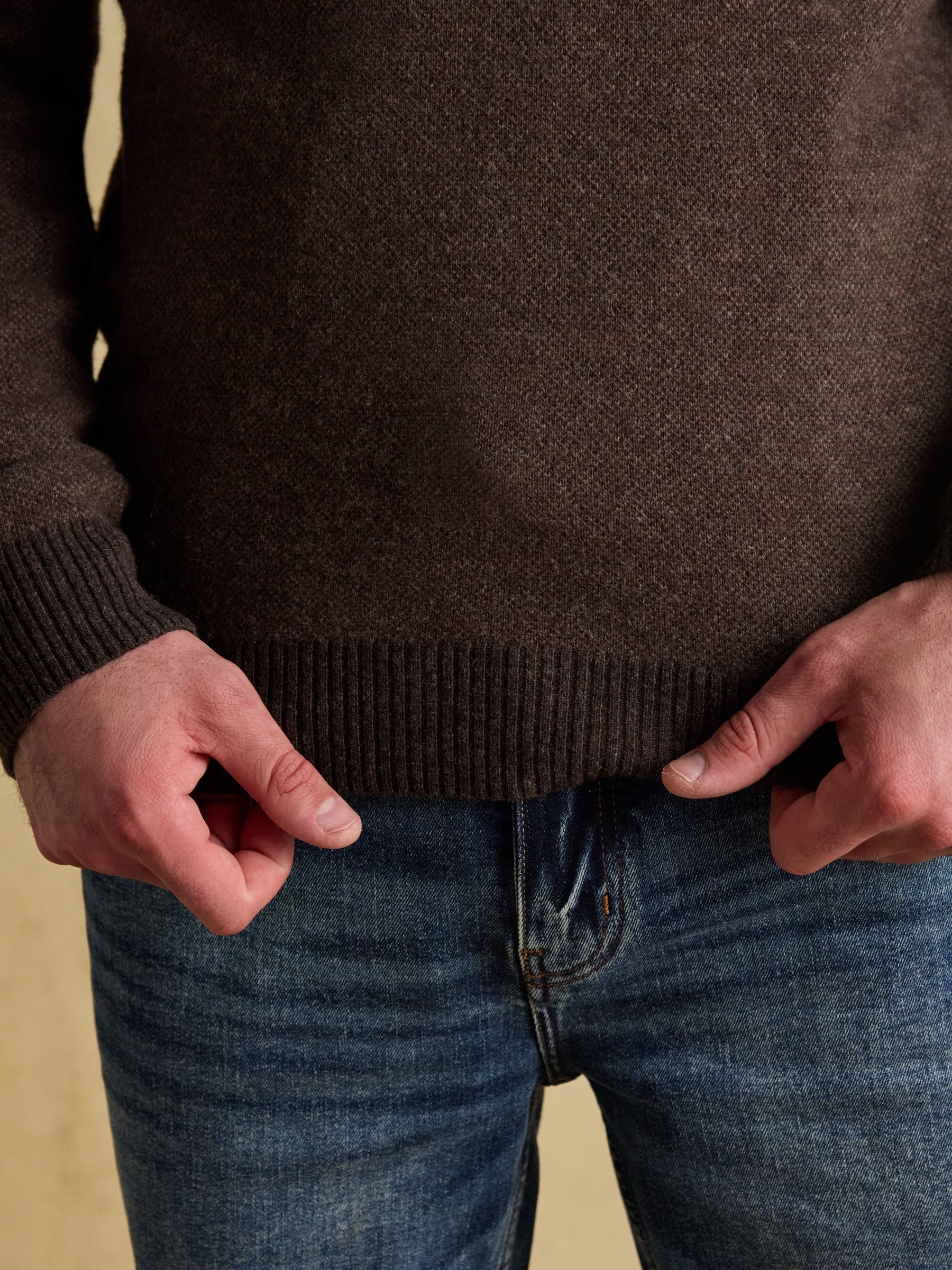 Bruin - Joules Highland Wool-Rich Button Quarter Zip Jumper