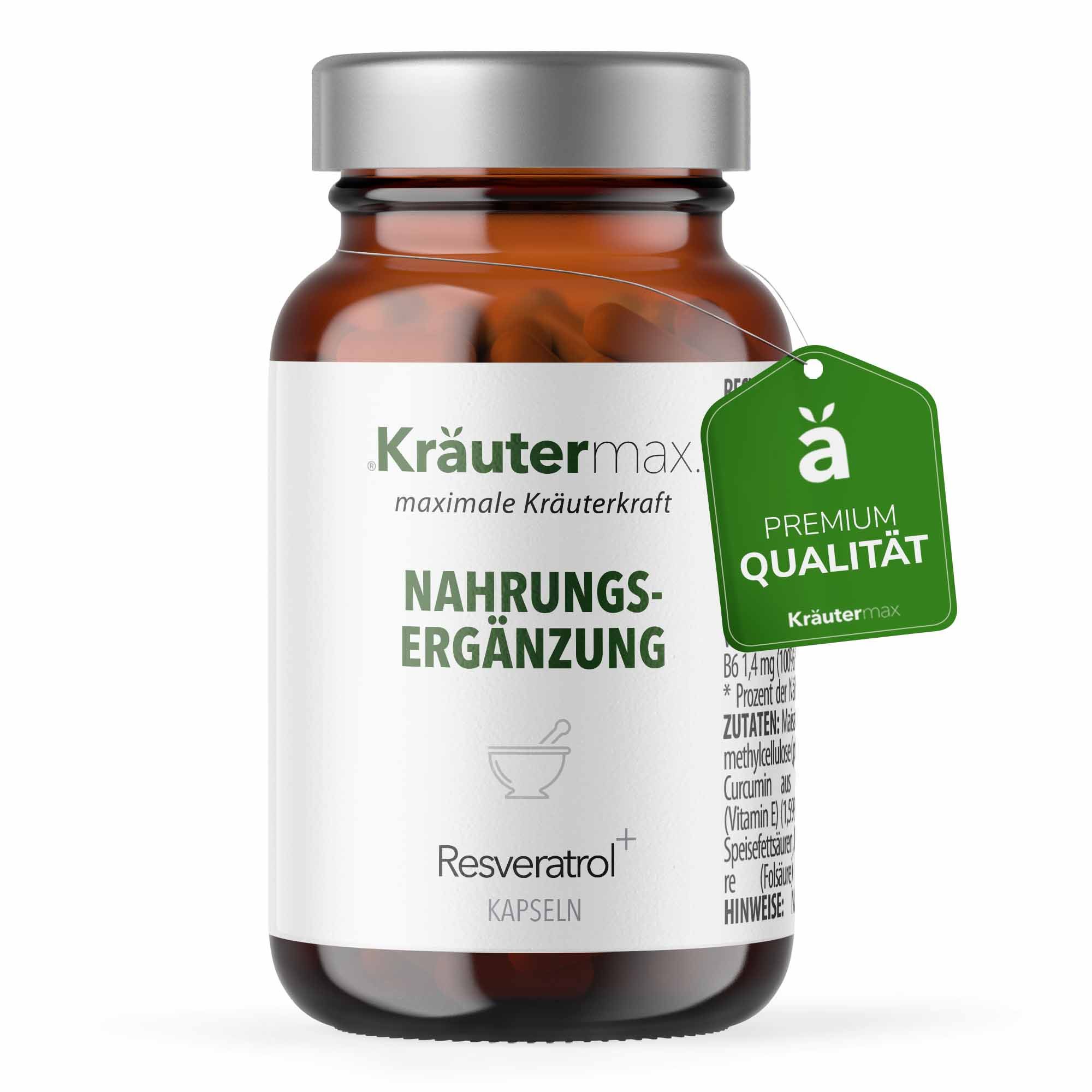 Kräutermax Resveratrol plus Curcuma, Quercetin, Vitamin B6, B12, C, E Kapseln