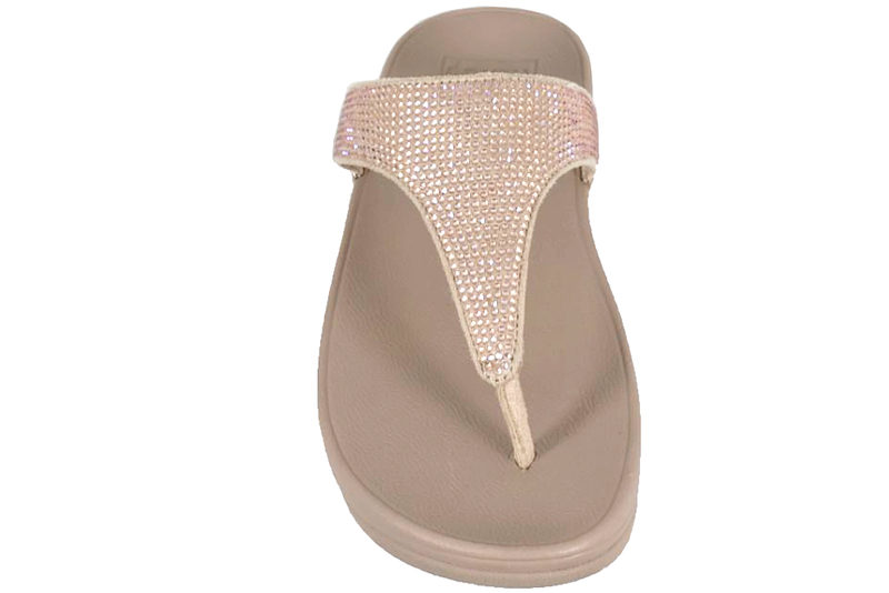 FITFLOP™ LULU CRYSTAL EMBELLISHED TOE-POST SANDALS BEIGE