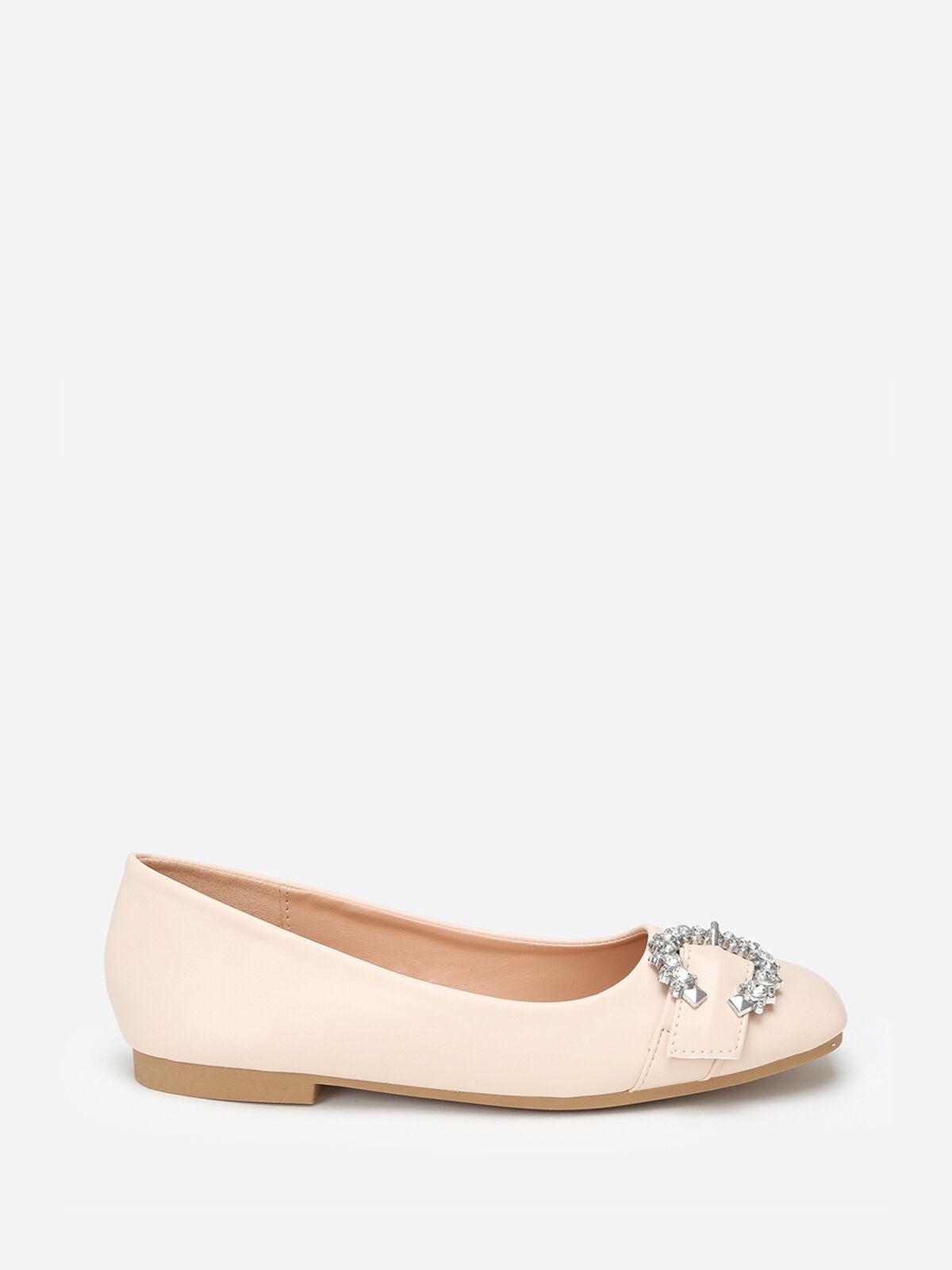 Ballerines avec boucle en strass- Beige