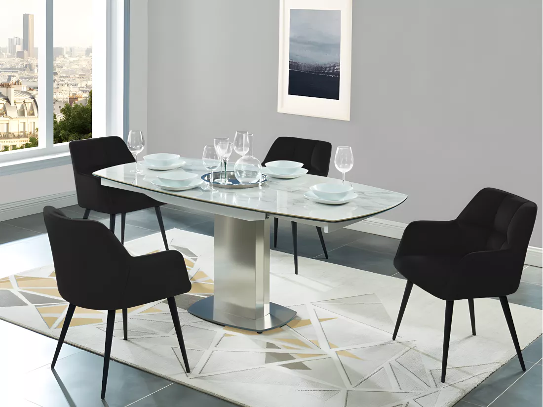 Lot de 6 chaises avec accoudoirs - Velours et métal - Noir - PEGA de PASCAL MORABITO