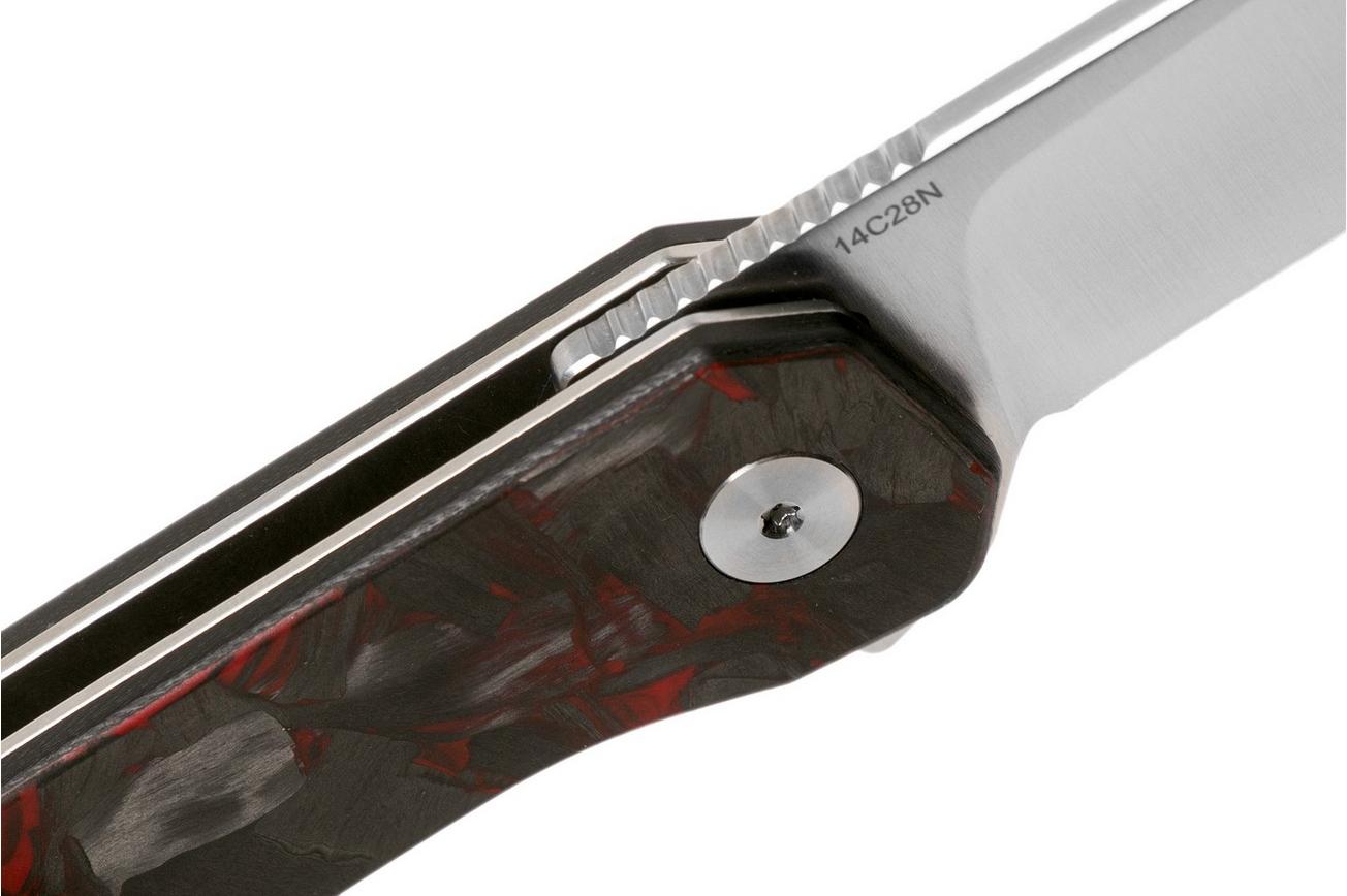 QSP Knife Osprey QS139-F1 Red Shredded Carbonfiber, Satin, zakmes