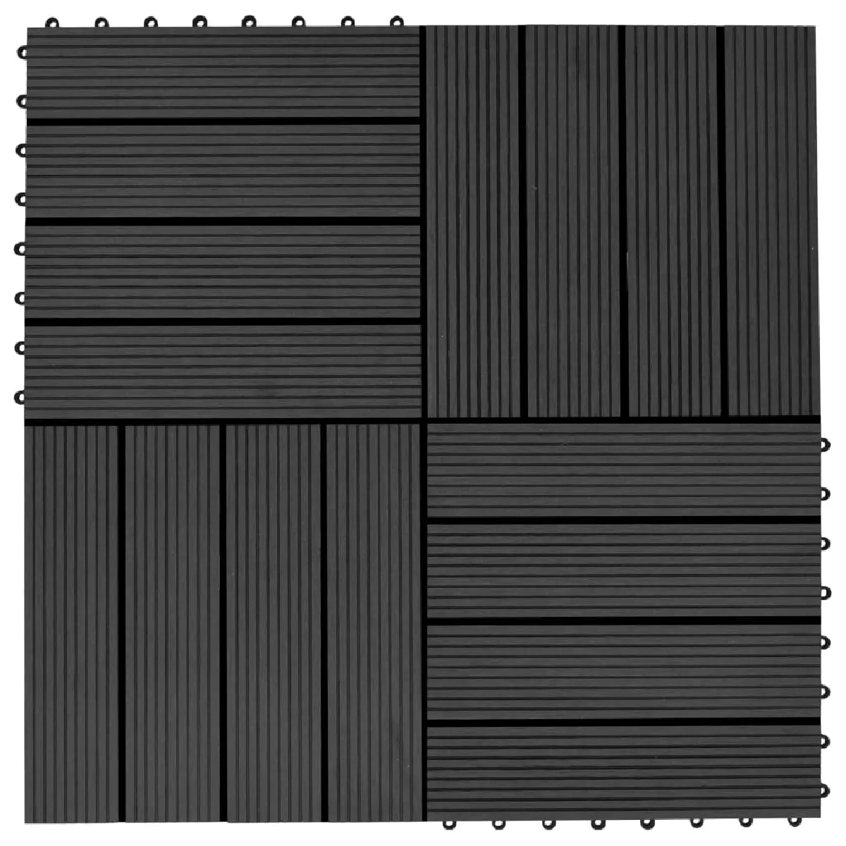 vidaXL Carreaux de terrasse WPC - Noir 2 mÂ²