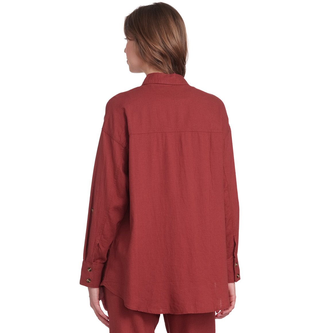 Gina Collection Damen Leinen-Bluse unifarben bordeaux
