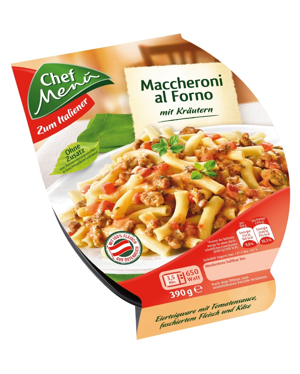 Chef Menü Maccheroni Al Forno