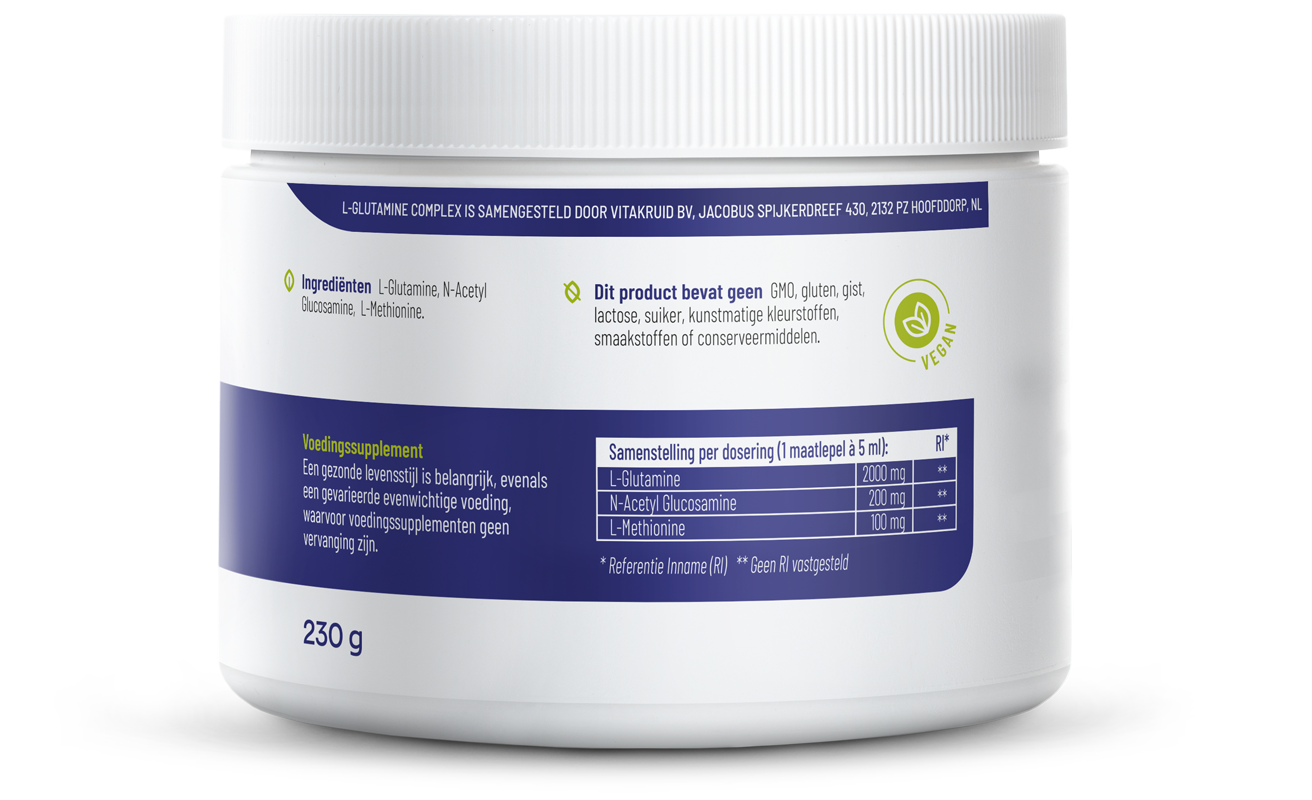 Vitakruid L-Glutamine Complex Glucosamine & L-Methionine (230 gr)