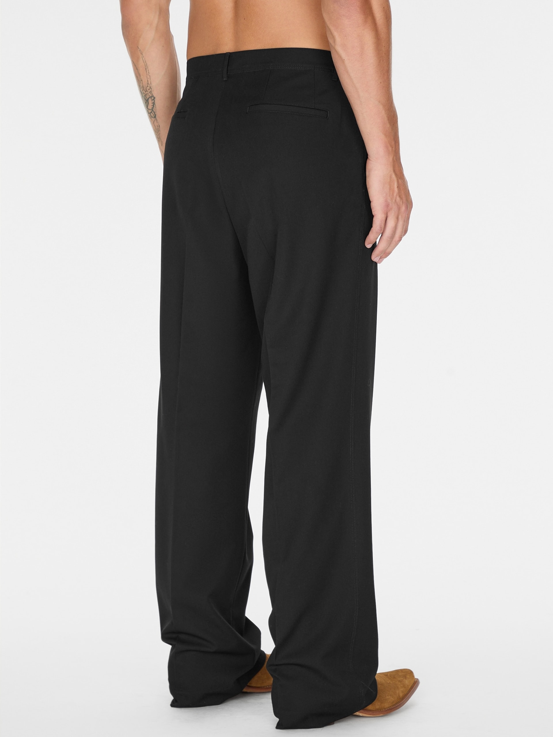calça de terno de tecido plano