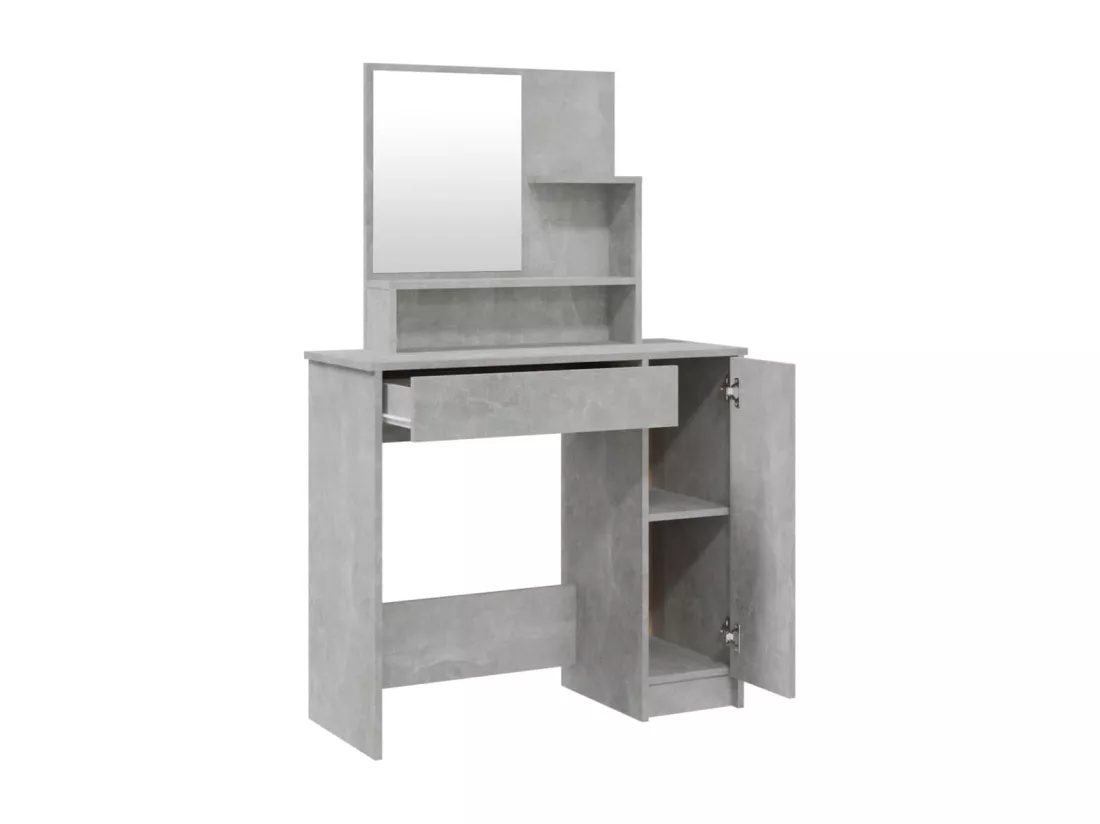Coiffeuse avec miroir Gris béton 86,5x35x136 cm