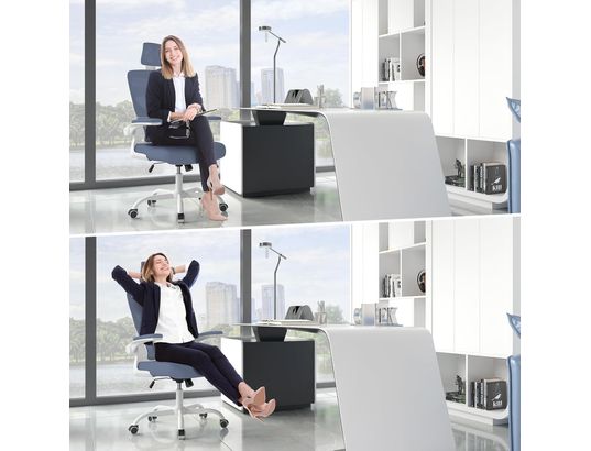 RATTANTREE - Chaise de bureau Fauteuil de bureau ergonomique réglable blanc bleu