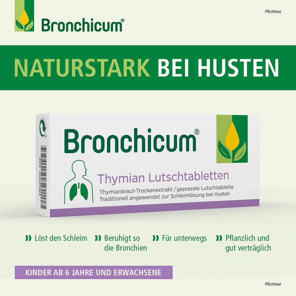 Bronchicum Thymian Lutschtabletten - Schleimlösung bei Erkältungshusten und akuter Bronchitis
