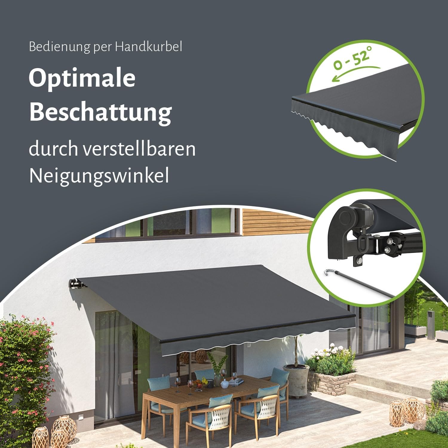 empasa manuelle Gelenkarmmarkise Markise 'Start' Sonnenmarkise Sonnenschutz Alu/Polyester komplett vormontiert, in verschiedenen Größen und Farben