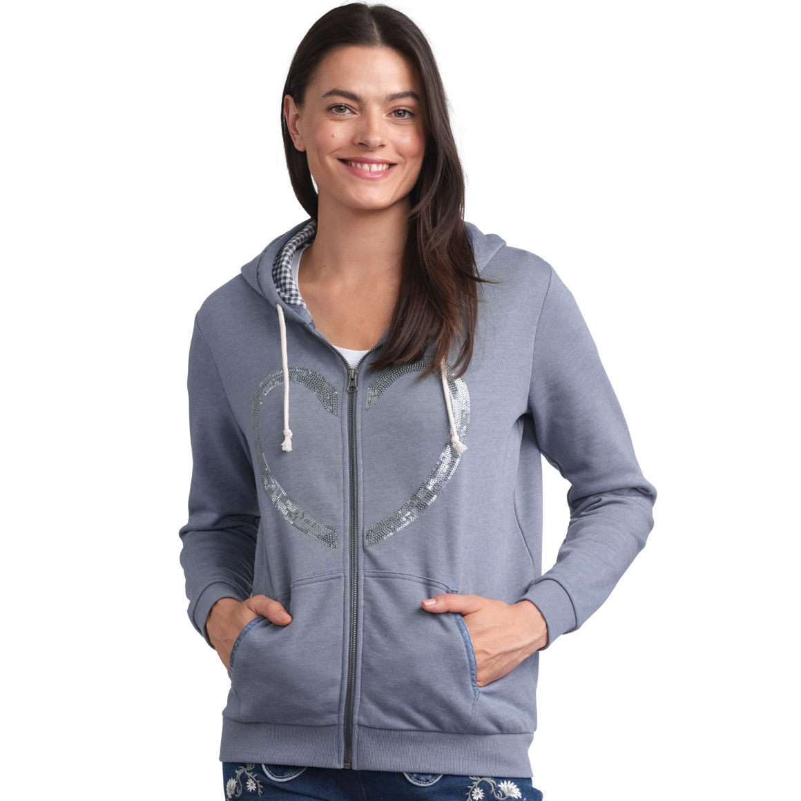 Gina Benotti Damen Sweatjacke mit Herz-Motiv hellblau