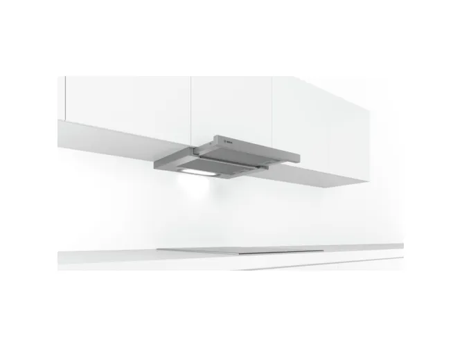 Bosch Hood DFT63AC50 Series 4 Telescopic, Energy efficiency class D, Width 60 cm, 368 m³/h, Mechanical, Silver, LED