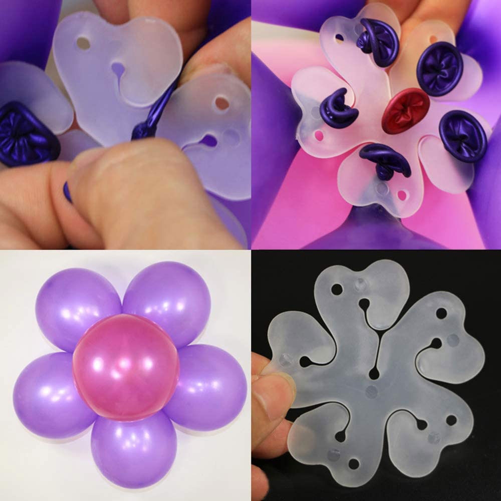 (10er Set) 65x65mm Luftballon Clip im Blumen Design