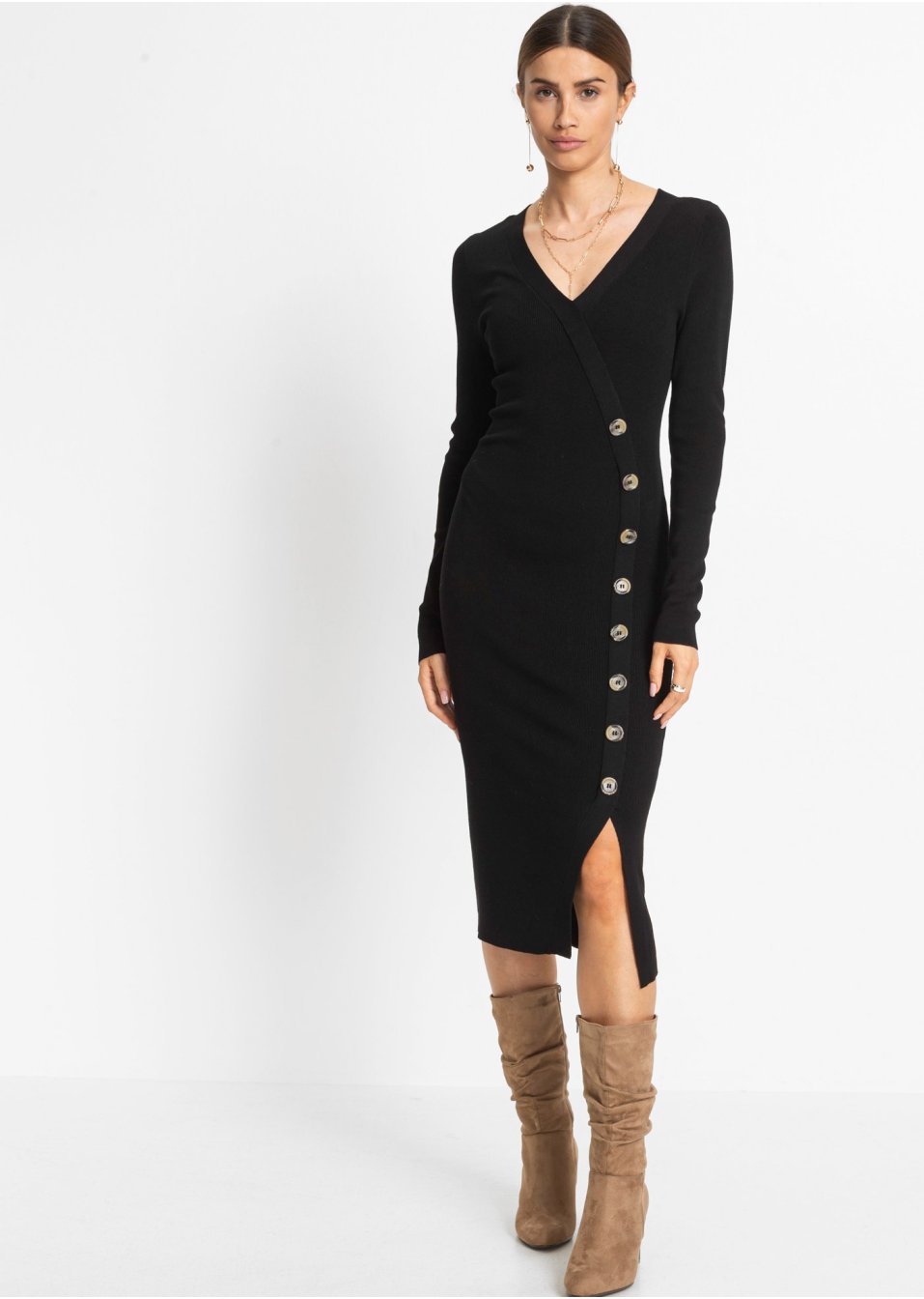 Robe en maille à boutons