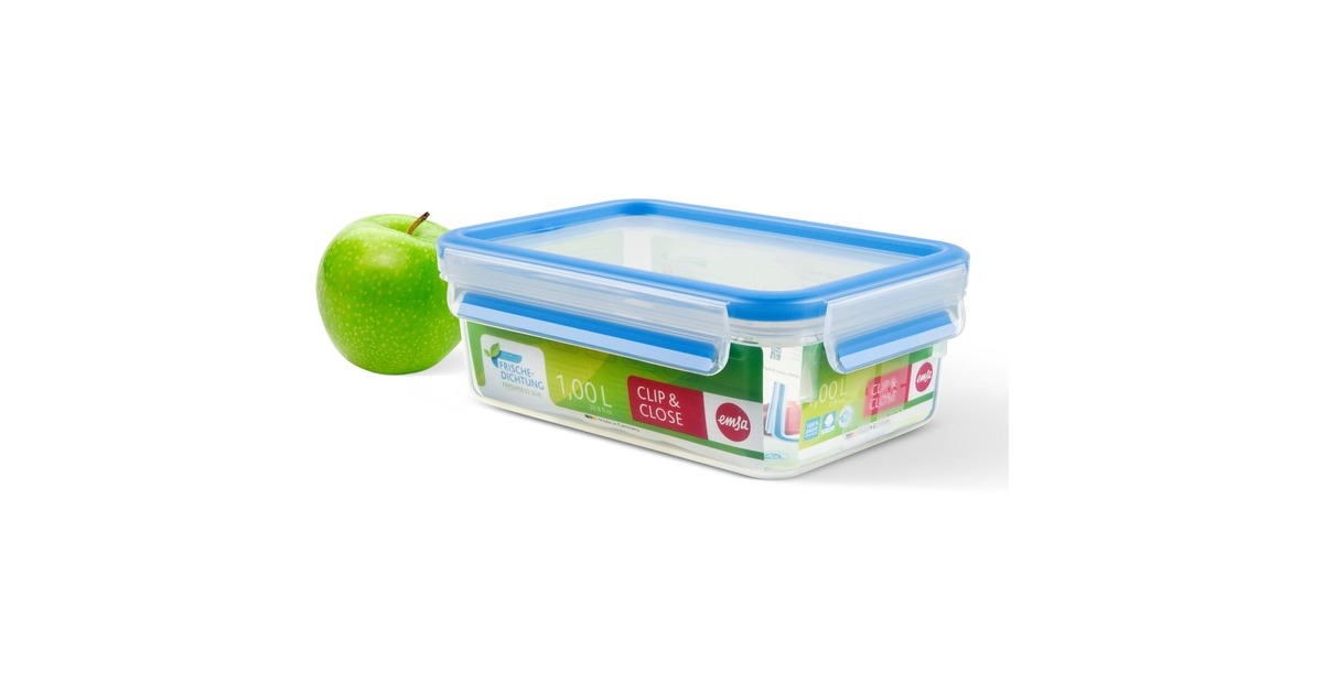 EmsaClip & Close Vershouddoos 1 l  (Transparant/blauw)