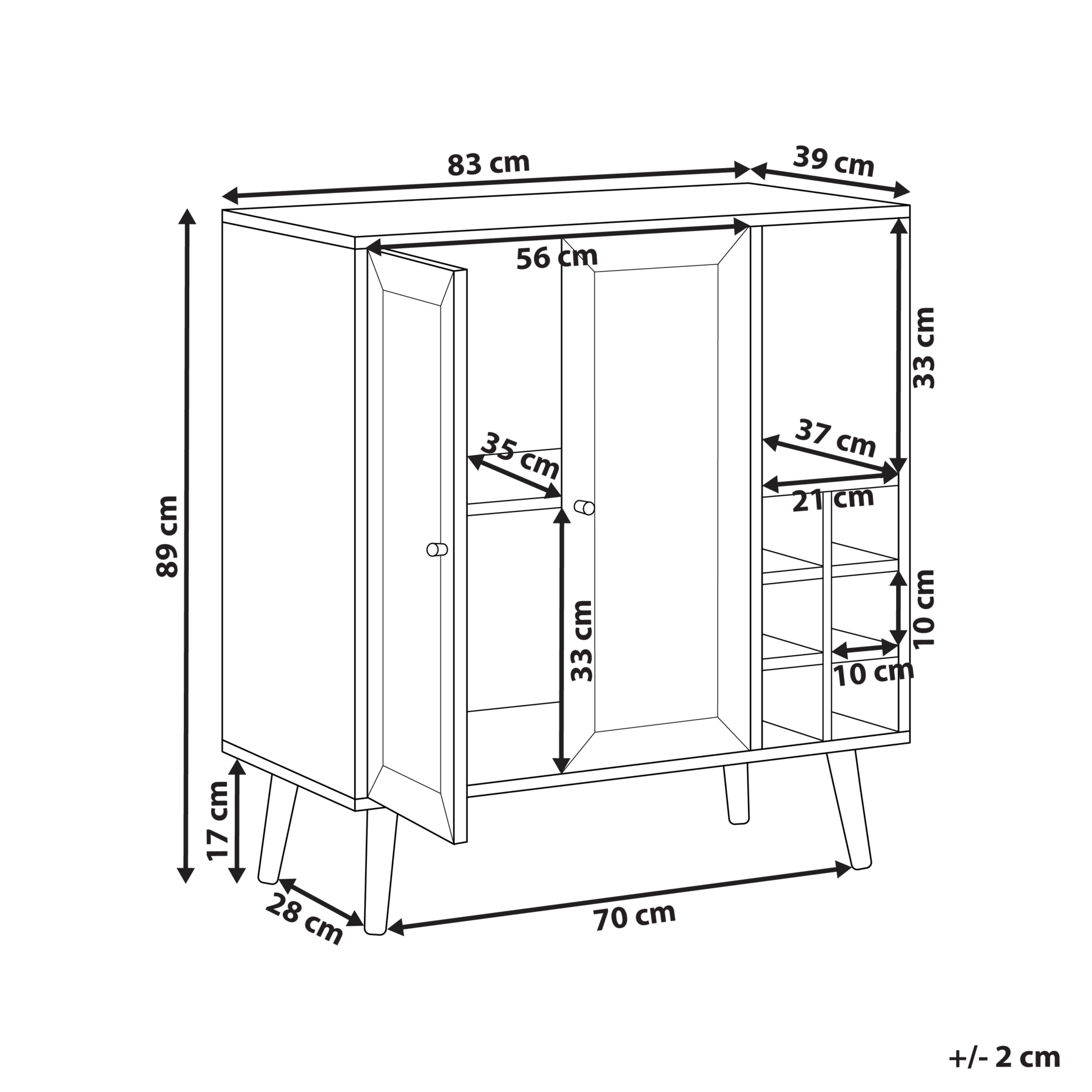 Beliani - PAGET - Dressoir - Lichthout - Vezelplaat