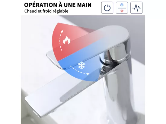 Robinet Salle de Bain Chromé Mitigeur de Lavabo à Deux Voies pour Salle de Bain Robinet de Lavabo en Laiton Robinetterie Moderne