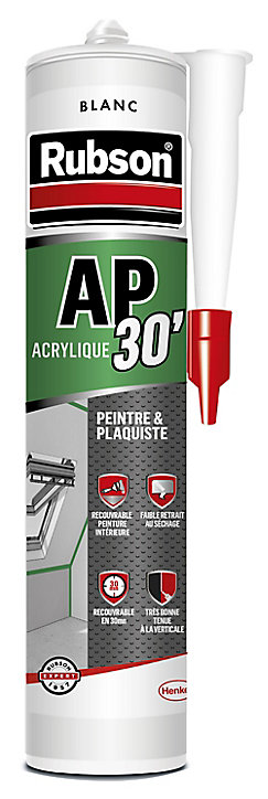 Mastic Rubson AP30 Finitions et Fissures Spécial Peinture blanc cartouche 300ml