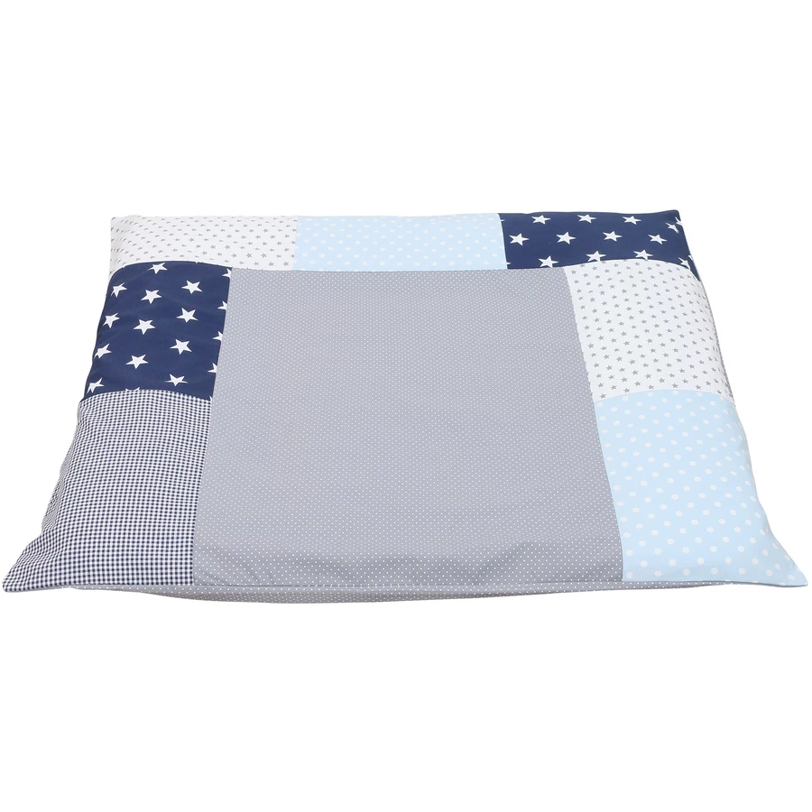 Ullenboom Patchwork Wickelauflagen-Bezug Blau Hellblau Grau 75x85 cm
