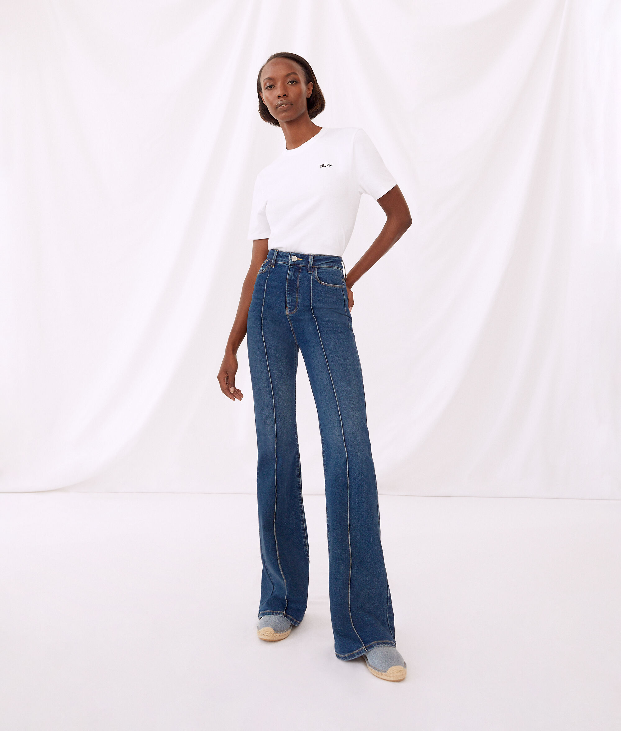 PANTALON EN JEAN TAILLE HAUTE KARL x AMBER VALLETTA
