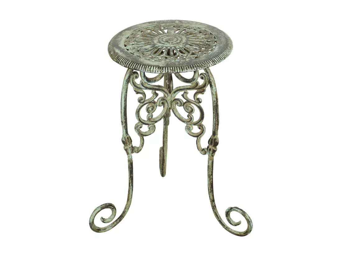 BISCOTTINI Support de Pot de Fleurs - Fonte avec Finition Argent Antique - Porte-Plante - Pot d'Intérieur et d'Extérieur - Jardinière - Jardin - Salon - Salle à Manger - Présentoir - Décoratif - 45x45x60cm