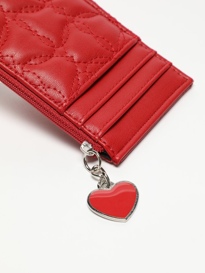 Porta-cartões com efeito de couro - Vermelho