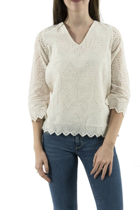 tee shirt manches longues Veromoda 10210610 ebba blanc