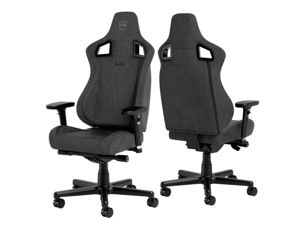 Noblechairs EPIC Compact - Stol - armstøtter - T-formet - vippe - aluminium, polyurethan, tekstil, nylon/polyetylen, polyuretan-læder, koldskum, stålramme - antracit/karbon