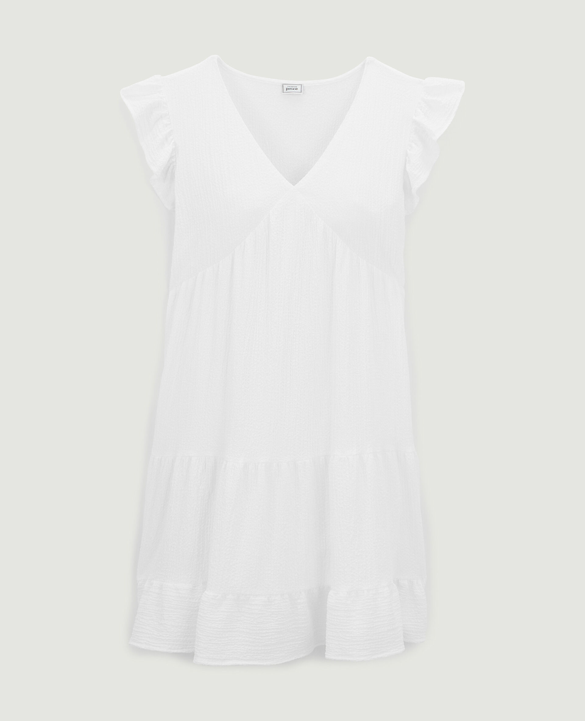 Robe courte tissu gaufré - Blanc