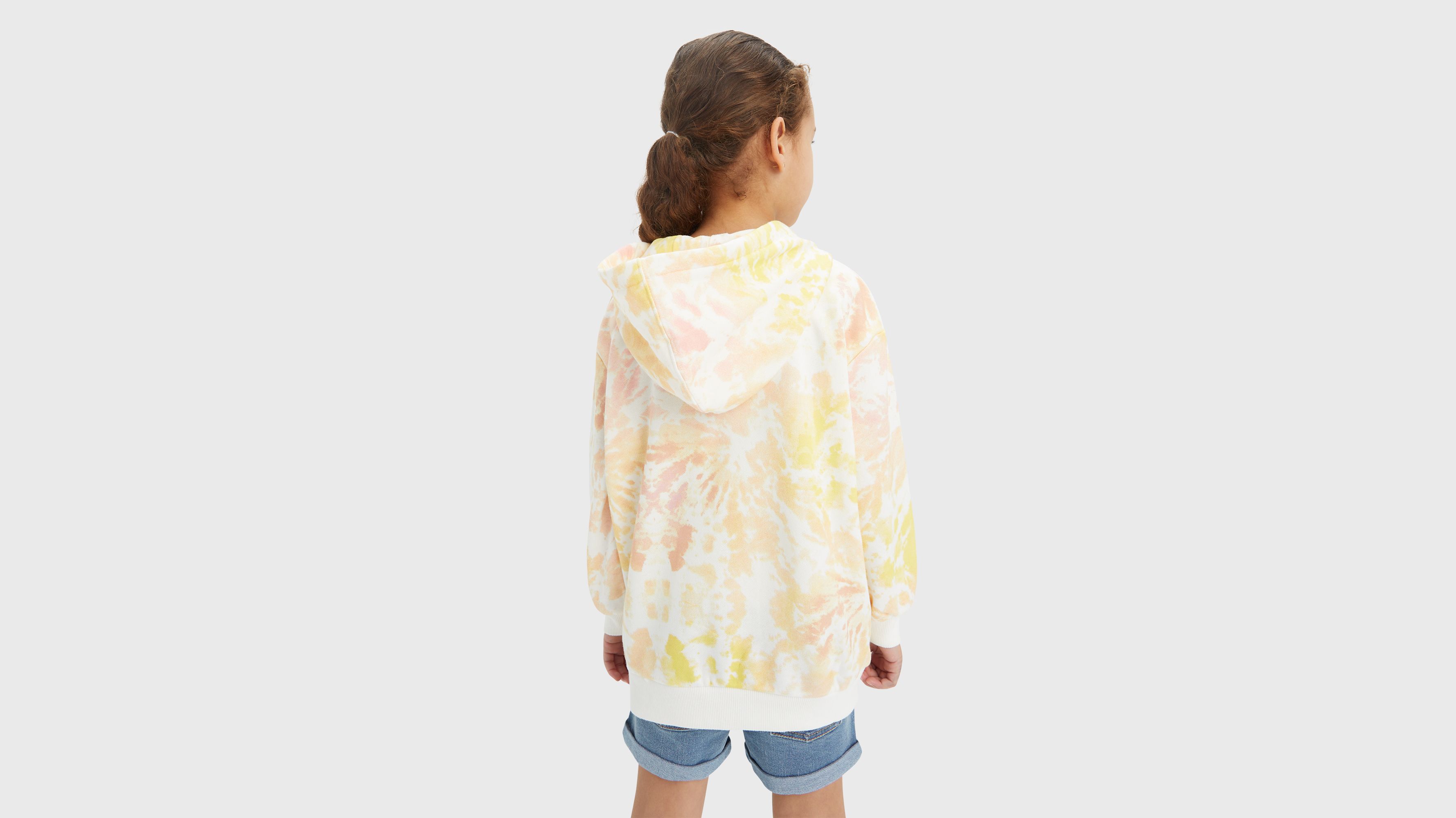 Sweat à capuche zip intégral oversize imprimé - White Alyssum - Blanc