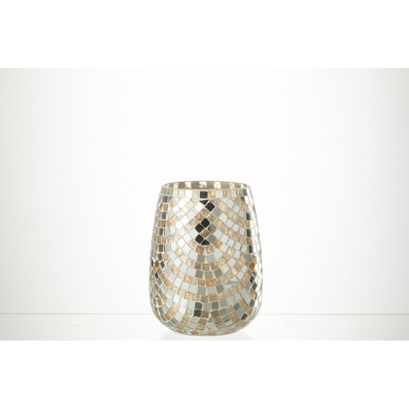 Photophore en verre multicouleur 12.5x12.5x16 cm