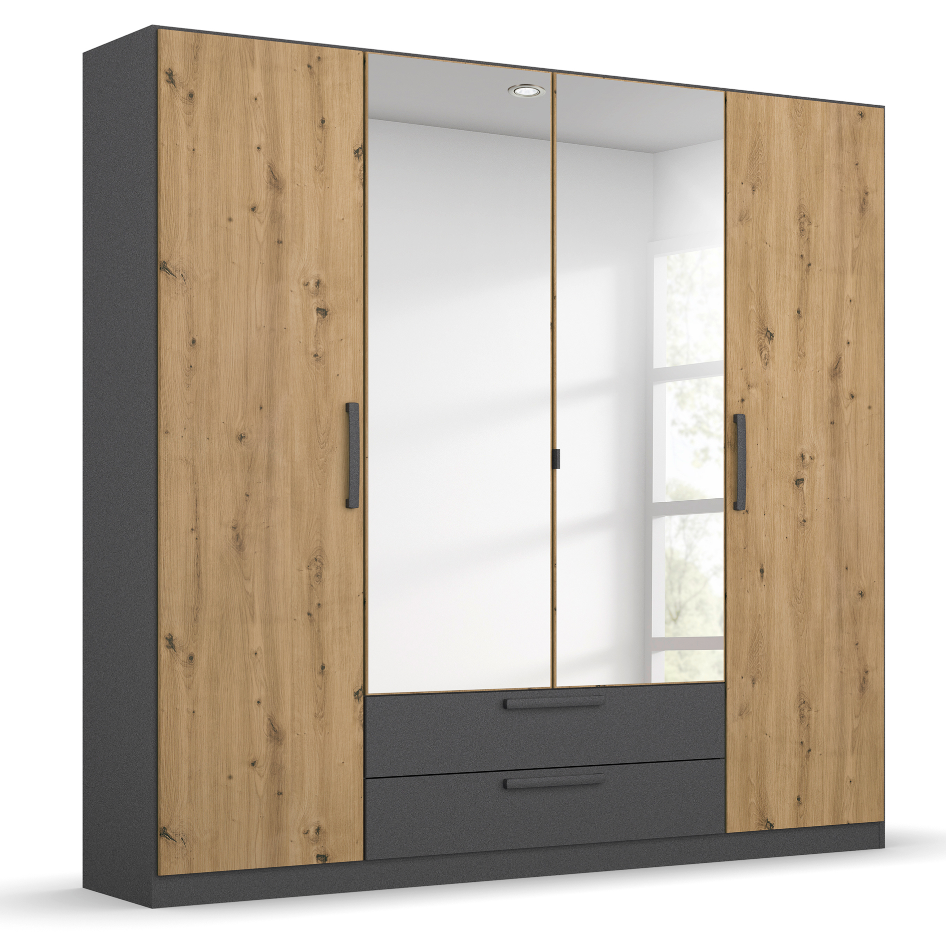 Drehtürenschrank - Artisan Eiche - grau metallic - 181 cm