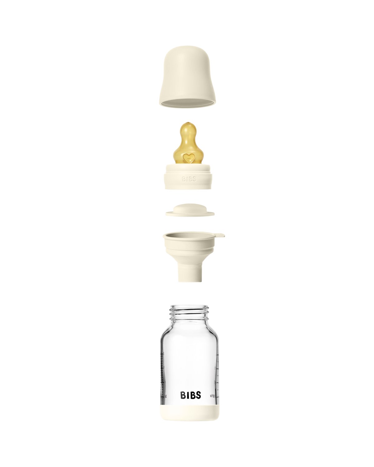 BIBS Tåteflaske i Glass med silikonbunn | Komplett Sett – 120ml