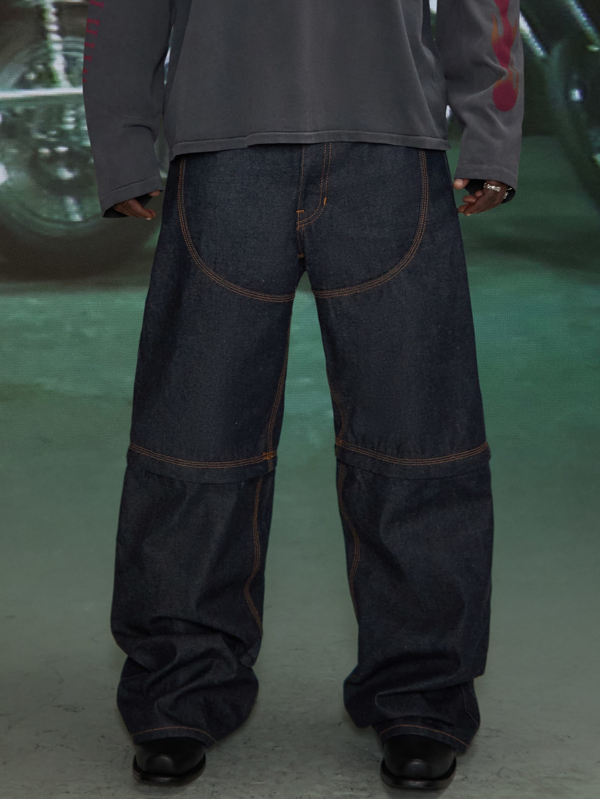 Calça jeans HARDSTONE Zip-Off em denim cru
