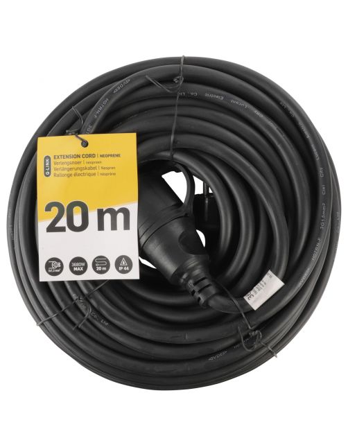 Q-Link Verlengsnoer Randaarde Ip44 Neo 3x1 - Electra - 20 m Zwart
