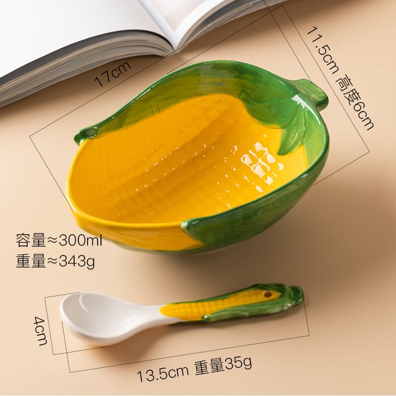 Koringa - Fruit / Groente / Bloemen Keramiek Kom / Lepel / Set (Diverse Ontwerpen)