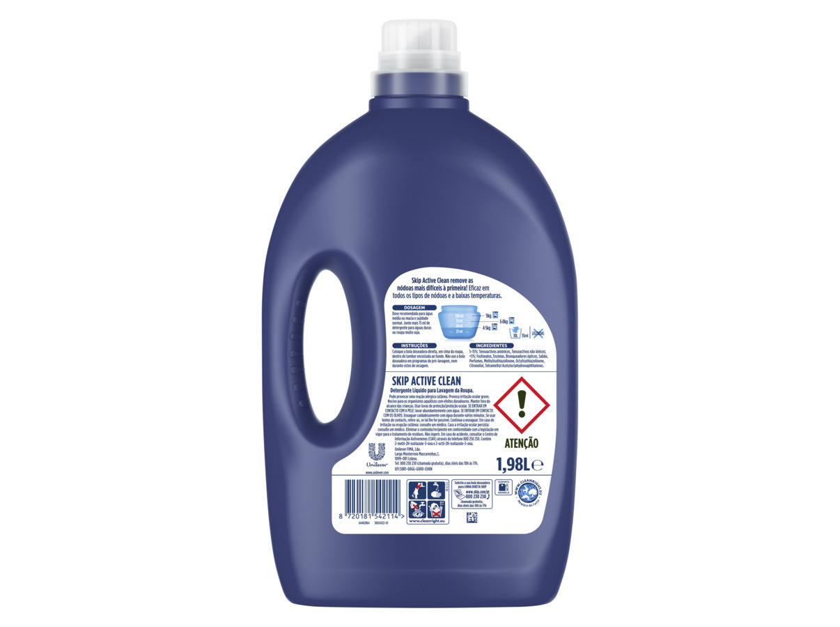 DETERGENTE MÁQUINA ROUPA LÍQUIDO SKIP ACTIVE CLEAN 44D