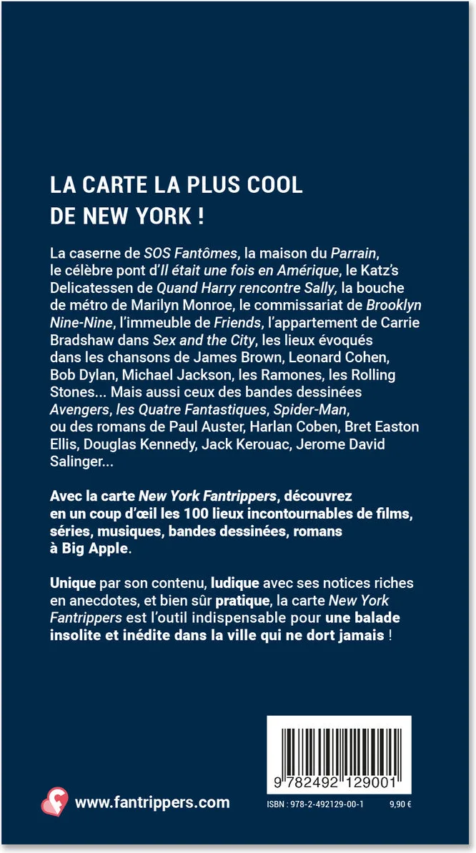 Carte de New York des 100 lieux cultes Livres